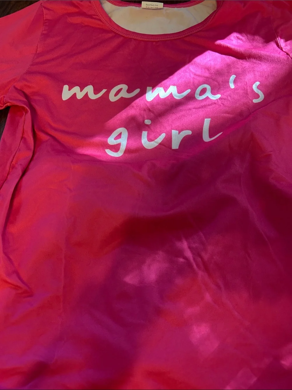 Girls Bright Pink 'Mama's Girl' Top with Floral Bell-Bottom Leggings.